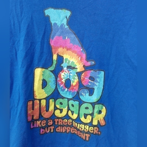 Women's Dog Hugger T Shirt Size Small S Rainbow Hippie Pets Psychedelic Dogs - Picture 1 of 3